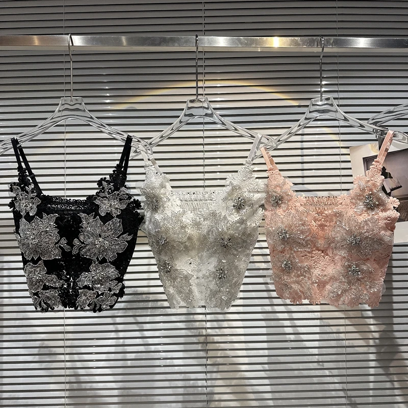 Dames Korte Jarretel Strass Bloem Nagel Kraal Temperament Kant Slim Fit Jarretelvest 2025, Lente Zomer Nieuwe Stijl