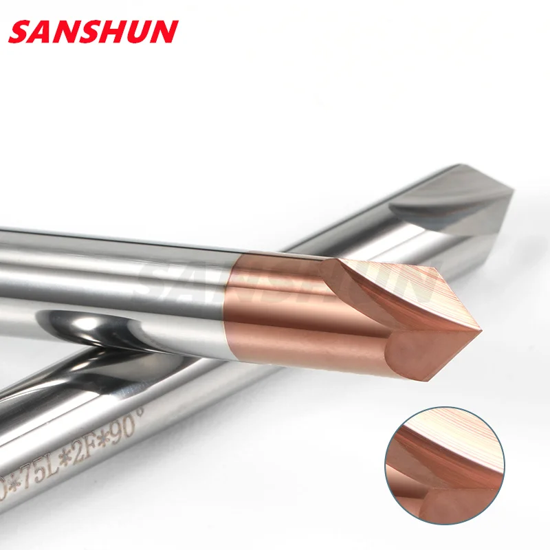 HRC55 Chamfer Milling Cutter Carbide Corner Countersink Chamfering Mill Deburring Edges V Grove Router 60 90 120 Degree 3 Flutes