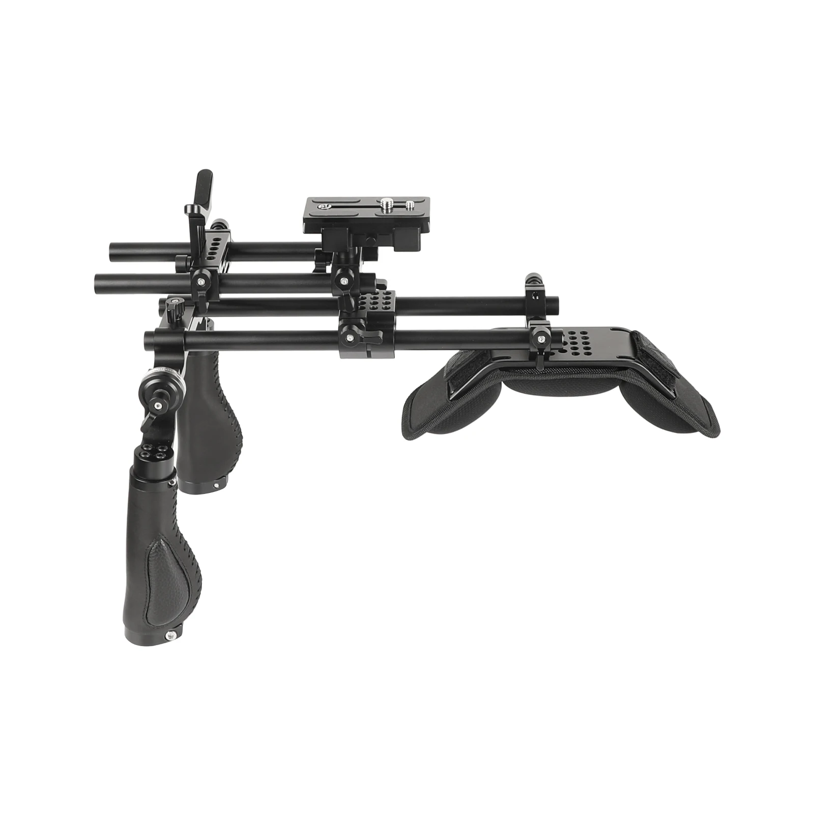 KAYULIN Shoulder Rig Support Film Maker 15mm Railblock System with Lens Y-Support & Leather Handle Grip for Video Shooting Photo