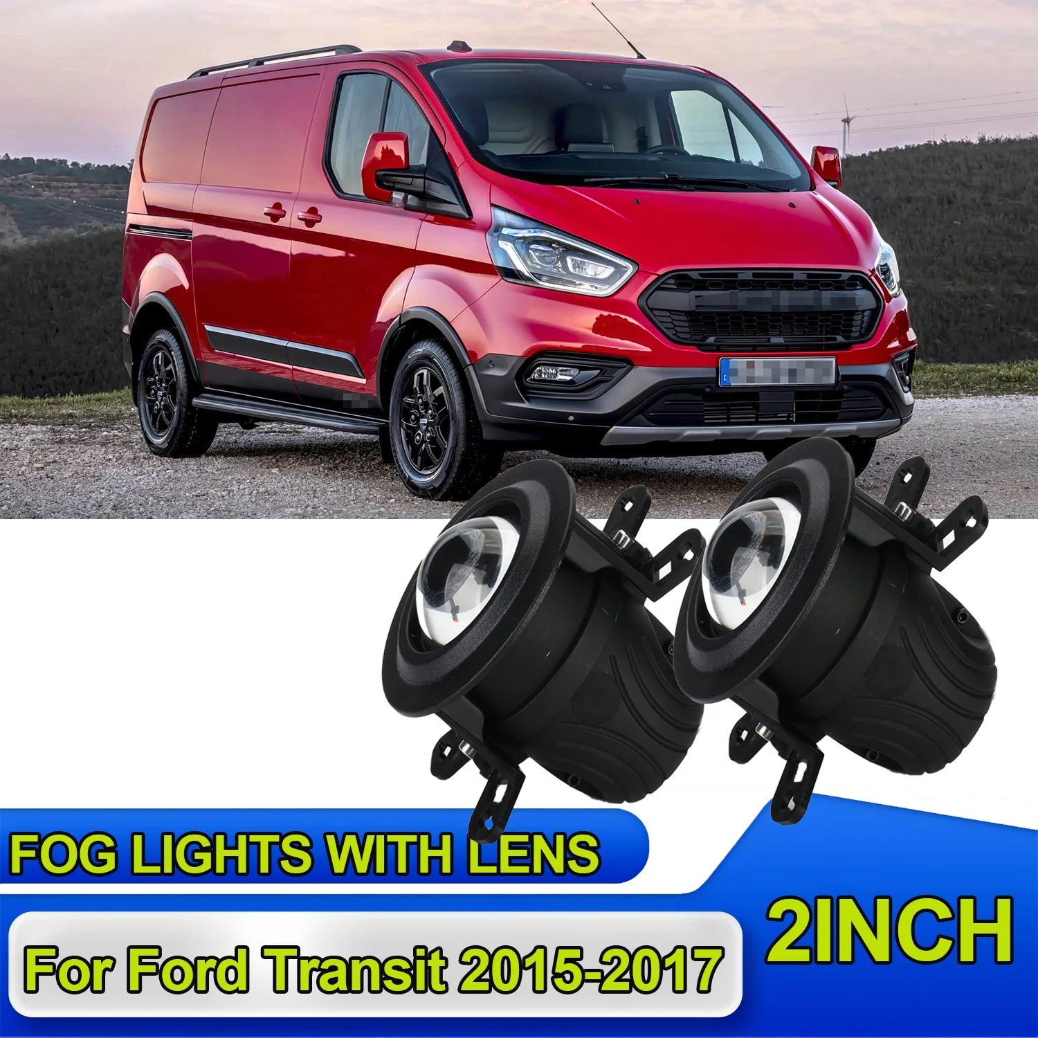2inch Car Projector Lens Fog Light CSP Chip Yellow White Light Fog Light 12V Waterproof Bi Led For Ford Transit 2015-2017