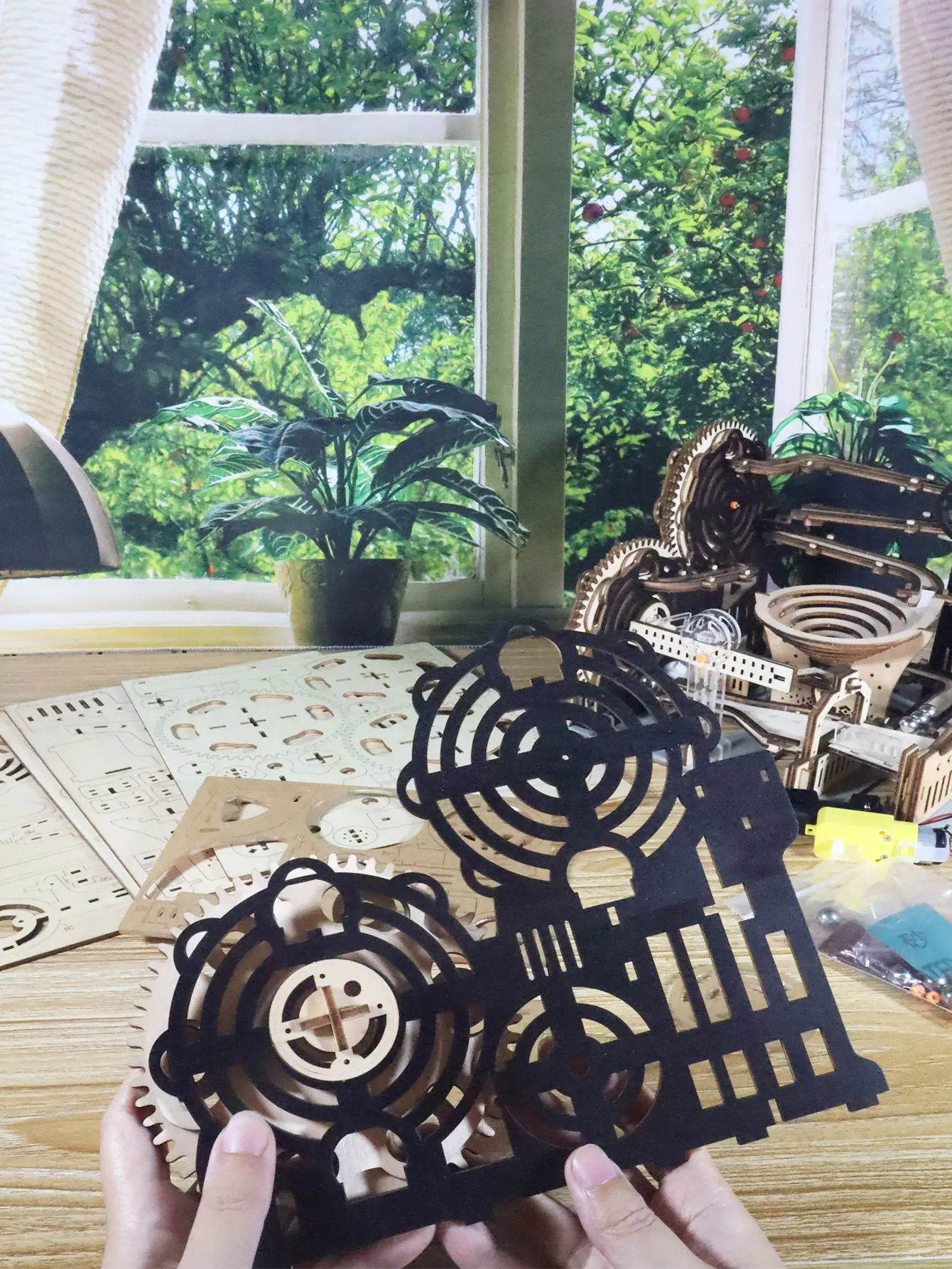 ألغاز خشبية كهربائية ثلاثية الأبعاد للبالغين، مجموعات نماذج تشغيل الرخام، ألغاز دعابة الدماغ، مشغولات يدوية الصنع، هدية عيد الميلاد أو الكريسماس #5