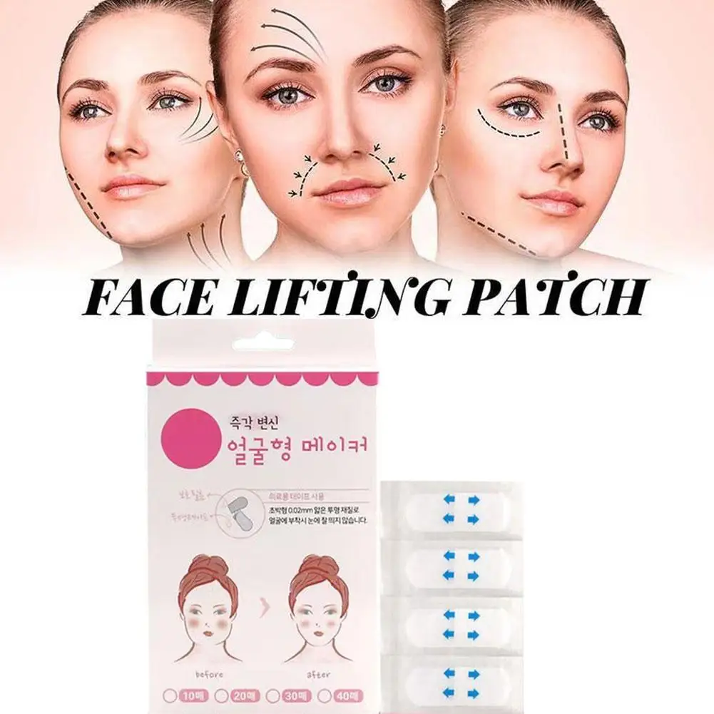 40 ชิ้น/กล่อง V Lift Face สติกเกอร์แต่งหน้าที่มองไม่เห็นกาว Lift Face เทป Slim Patch Breathable สติกเกอร์ยกกระชับคาง