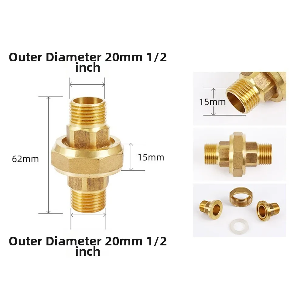 External threaded brass fitting set for connecting pipes in industrial residential and commercial fluid handling applications