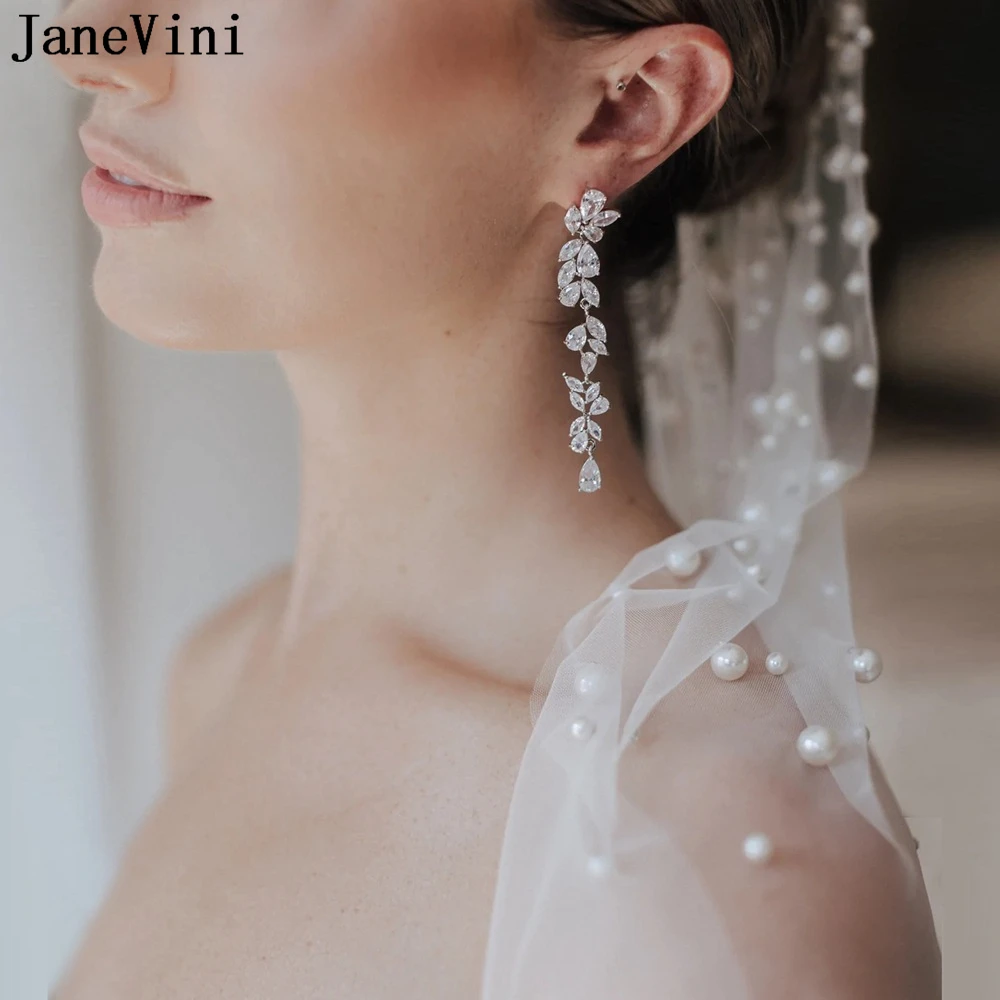 Janevini 1 Tier Braut schleier Hochzeit mit Kristall und Perle elegante Perlen Haarkamm Schleier Bachelorette Party Braut Accessoires