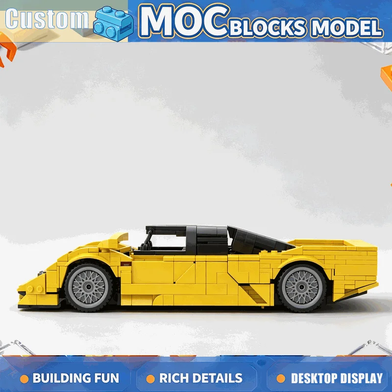 1207PCS Yellow Endurance Racing Car Building Blocks Sports Vehicle Model DIY Assembly Collection Display Creative Festival Gift
