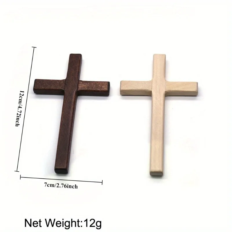 5Pcs Wooden Tricolor Cross Jesus Christ Jewelry Religious Necklace Pendant Making Prayer Hand Holding Cross