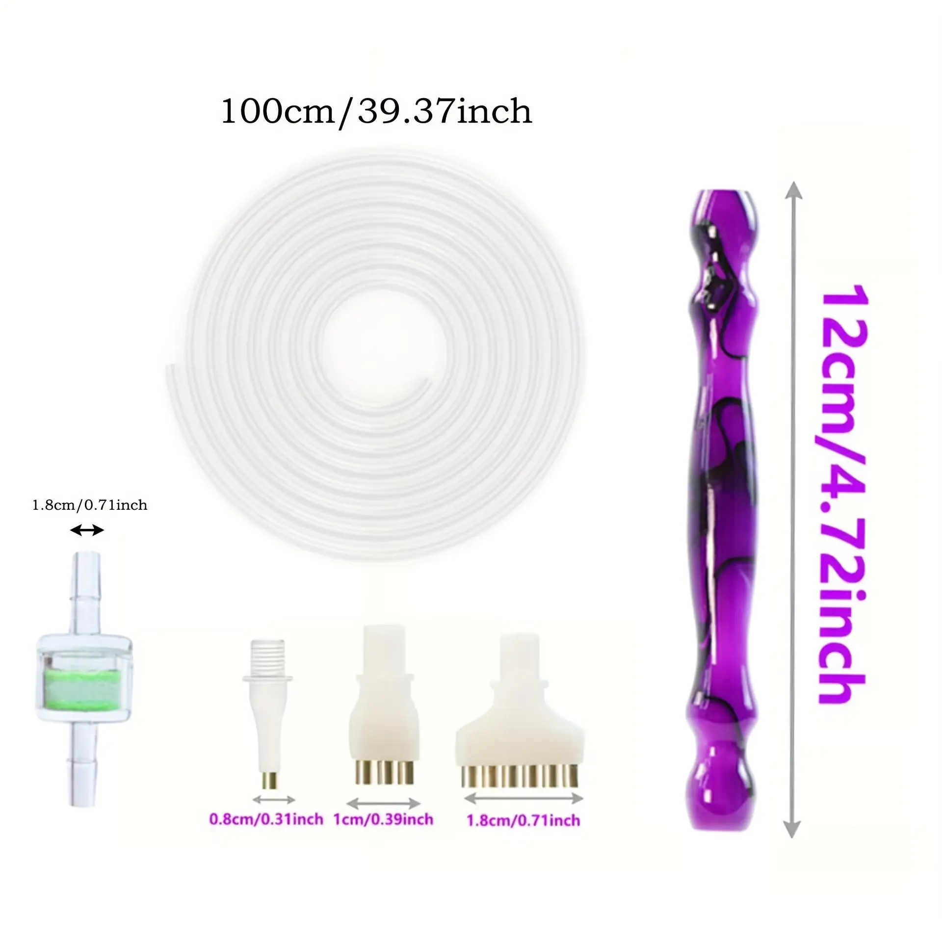 7-Piece Vacuum Diamond Pen Replacement Set - 1 Replacement Diamond Pen with Filter and Silicone Hose and 4 Multi-Head Attachments (1/1/3/6 Heads) - Compatible with Most Vacuum Pens - Diamond Art Accessories