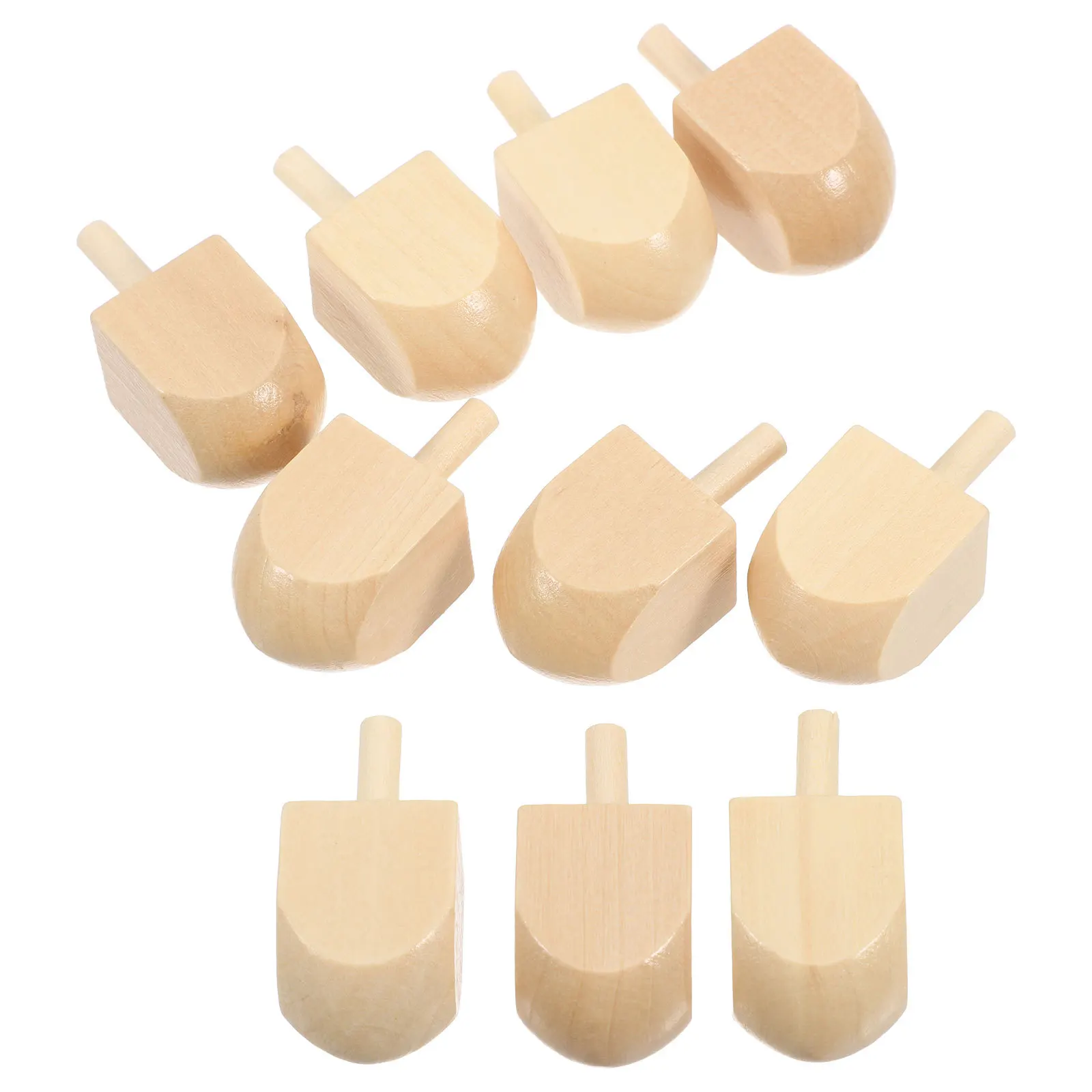 10 قطعة خشبية ل Hanukkah غير مصبوغ قطع علوية فارغة لتقوم بها بنفسك الحرفية الاطفال الخشب الغزل القمم التعليمية هدايا الحفلات #4
