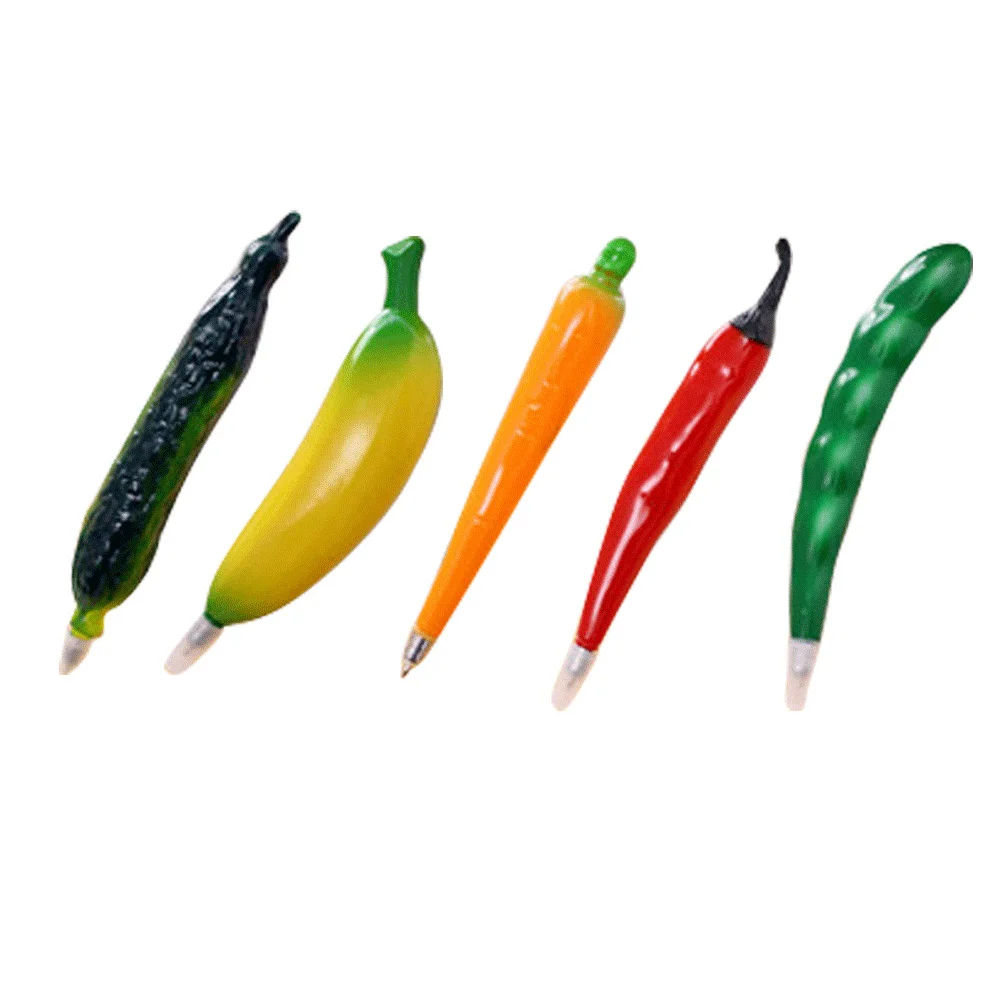 5Pcs Adorable Fruit Pens Long Lasting Student Stationery Supplies Writing Marking Cards Assorted Styles
