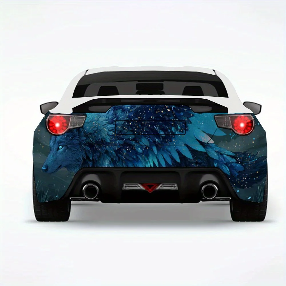 

Волк с синими крыльями, автомобильная наклейка, виниловая наклейка на заднюю часть автомобиля, водонепроницаемые самоклеящиеся виниловые наклейки для хвоста и бампера автомобиля,