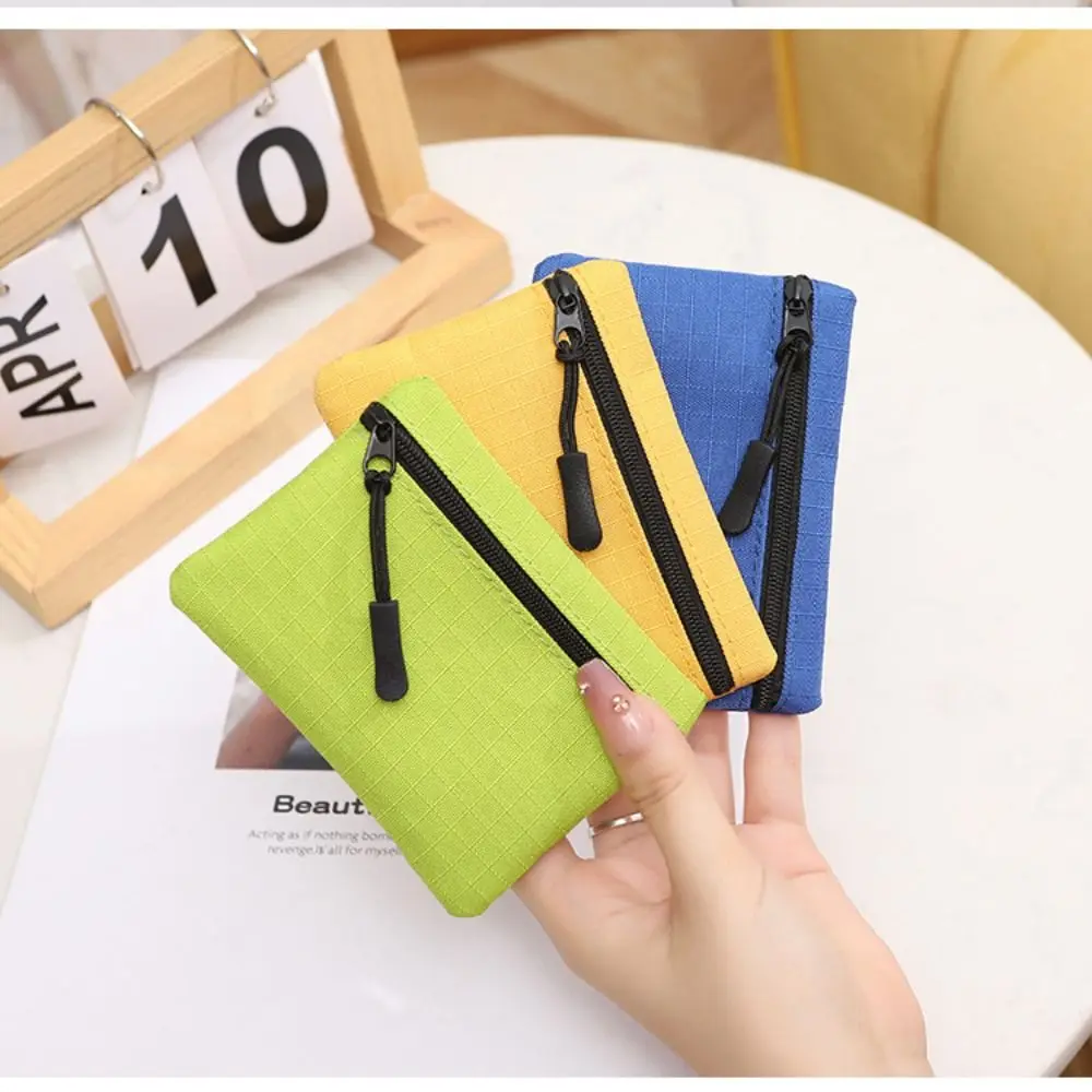 Simple Solid Color Mini Coin Purse Canvas Kid Storage Pouch Coin Key Bag Zipper Small Wallet Women Men