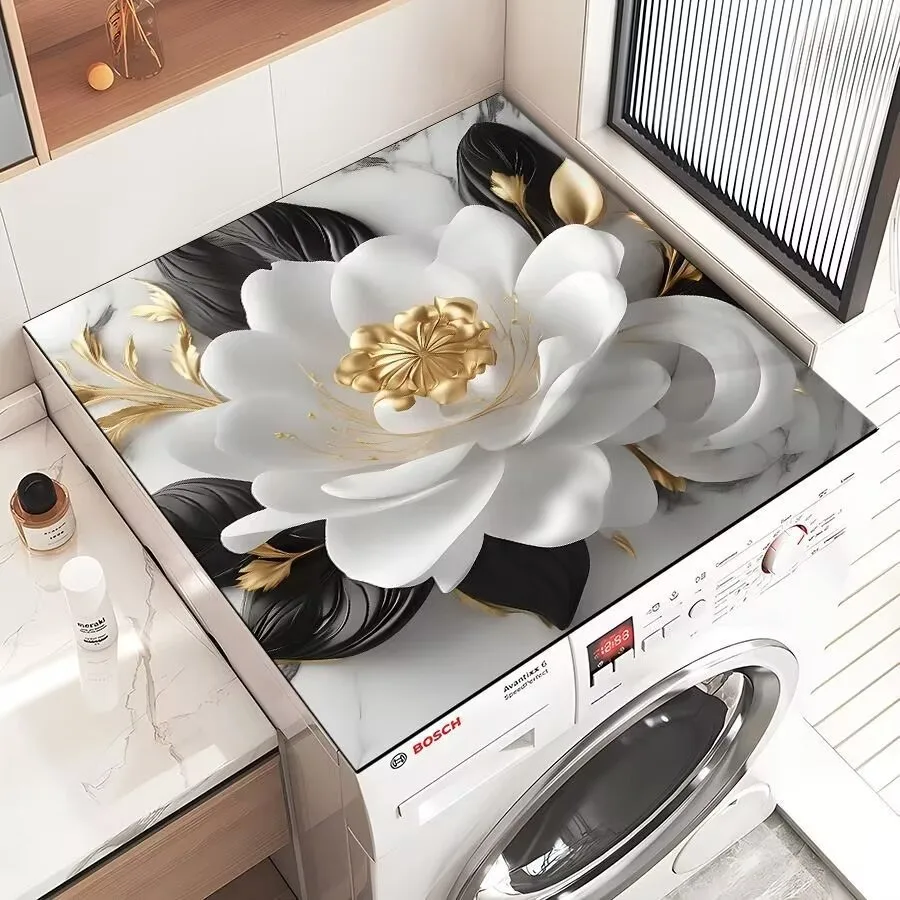 3D Pfingstrose Blume Waschmaschine Abdeckung Pad Saugfähige Rutschfeste Matte Kühlschrank Staubdichte Matte Wasserabsorbierende Schutz Pad