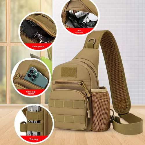 Imagen 2 del producto Bolso de hombro táctico, mochila para senderismo, nailon para hombre, caza al aire libre, Camping, pesca, Molle, senderismo, bandolera para el pecho