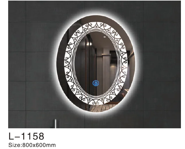 Smart MirrorModern Luxury Oval Framed Touch Switch Smart IP65 Rated Eco-Friendly Bathroom Mirror With LED Light Anti-fog Salon/H
