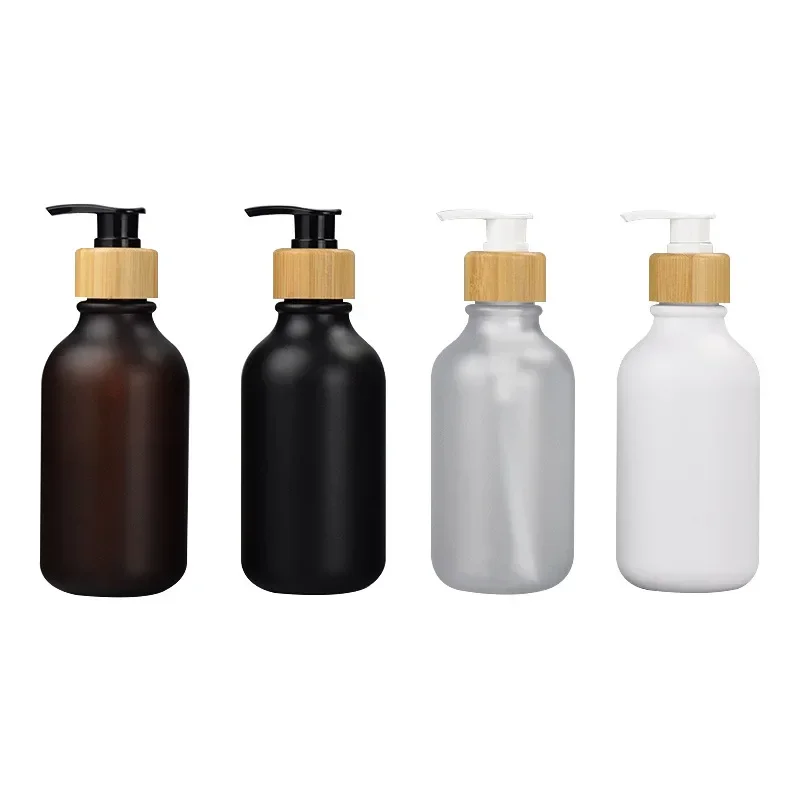 20pcs 300ml Press Lotion Bottle Wood Grain Pump Head Pet Shampoo Bath Gel Sub Bottles glassare all\'ingrosso