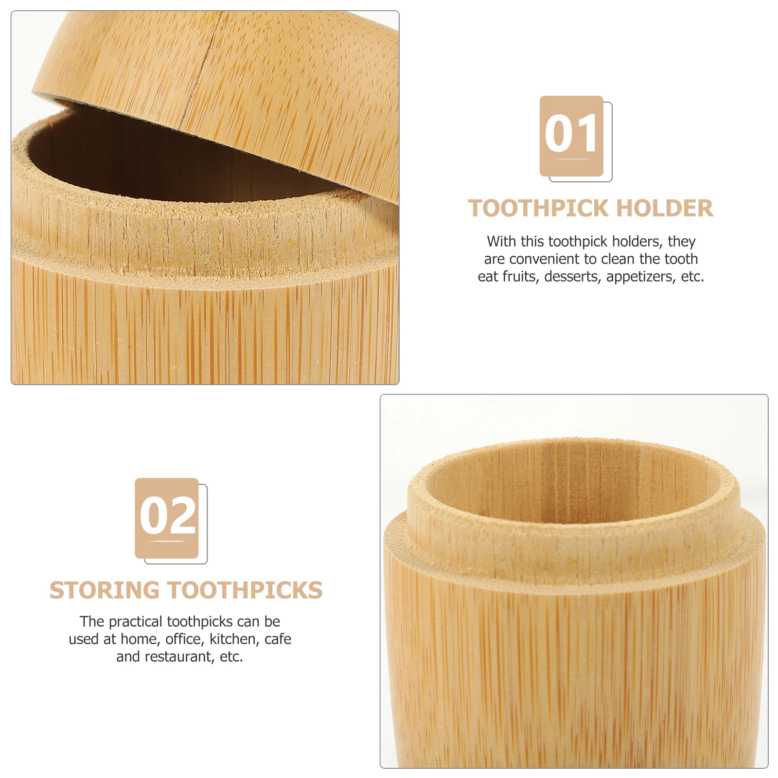 

Bamboo Toothpick Holder Container Portable Dispenser Compact Tabletop Box Cotton Swab Holder Wear Resistant Daily Supply