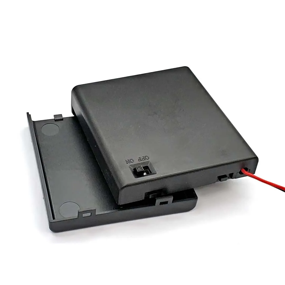 1/2/3/4-Schlitz-Batteriebox für AA-Batterien mit EIN/AUS-Schalter & Abdeckung, 1,5V/3V/4,5V/6V 15cm Rotes und Schwarzes Kabel DIY-Stromversorgungsgehäuse – Detail 8