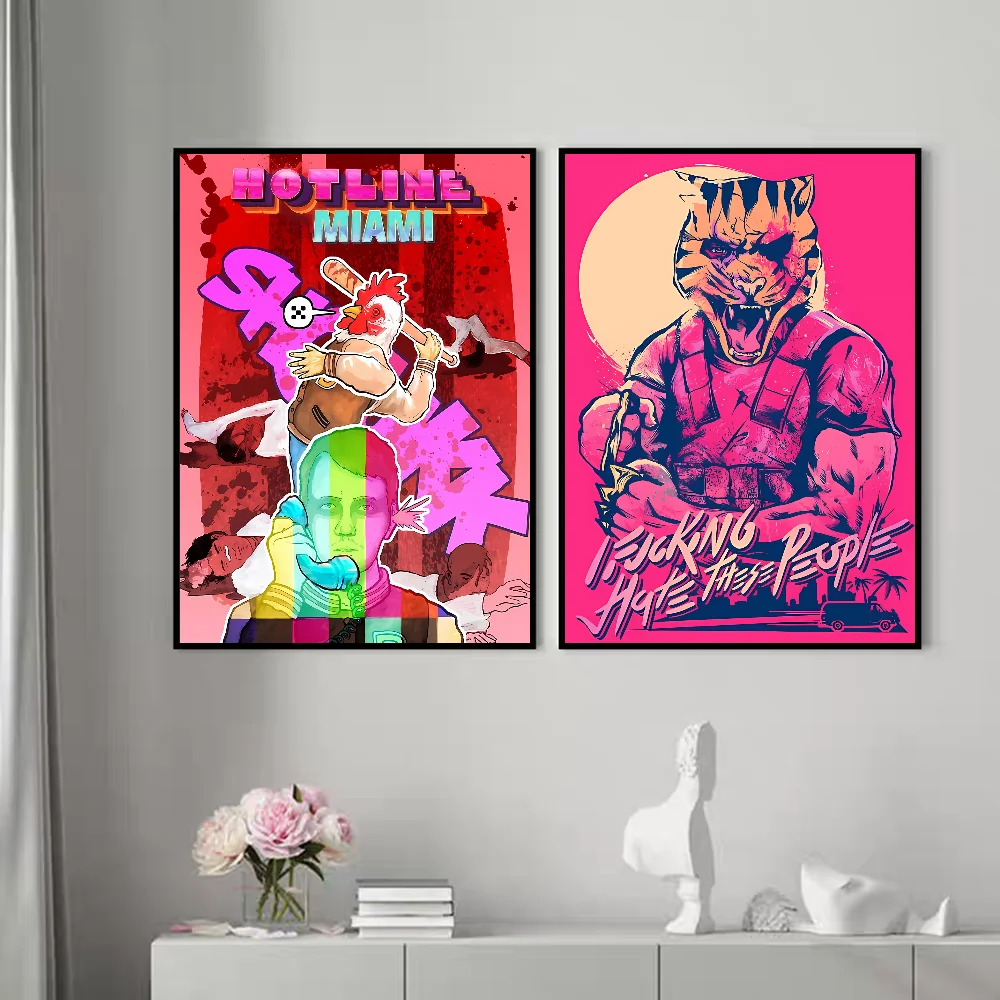 الخط الساخن-ميامي اليابانية أنيمي الجدار شنقا نسيج ، الطباعة الفنية ، ديكور المنزل #4