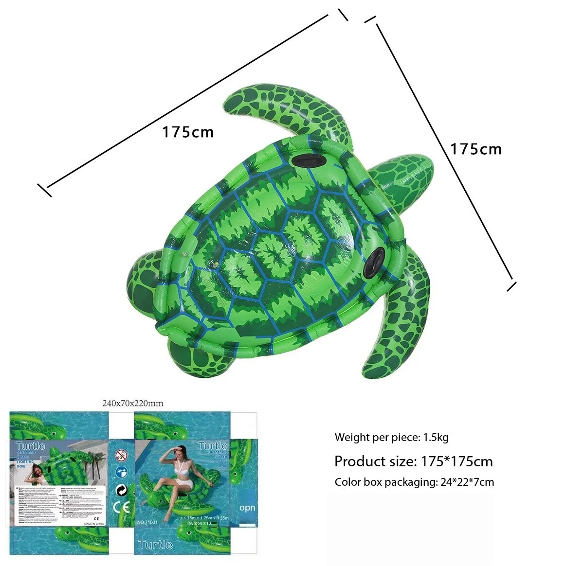 Turtle Mount Volwassen Vlotter Opblaasbaar Water Drijvend Bed Surfen Vlotter Drainage Fauteuil Schildpad Vlotter