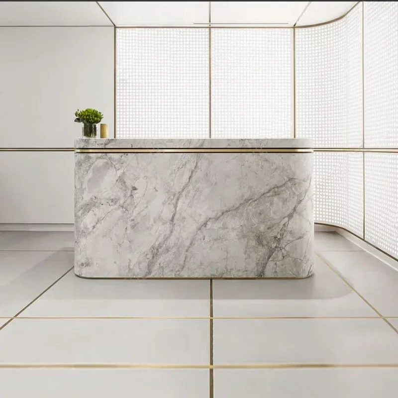 

Nordic Simple Salon Reception Desk Counter Cashier Hair Reception Desks Beauty Escritorio De Recepcion Commercial Furniture