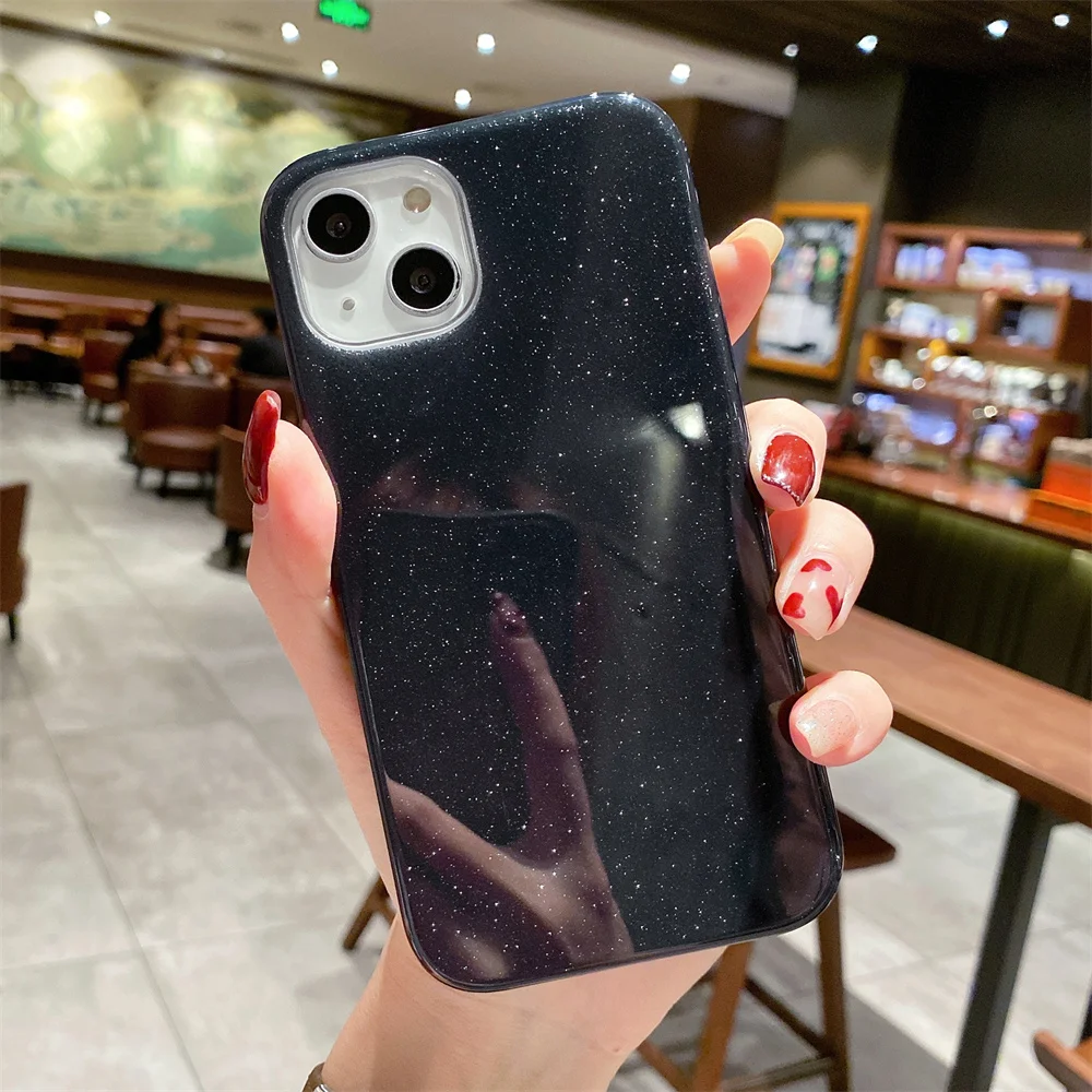 حافظة ورقية لامعة بلينغ لهاتف آيفون ، غطاء ممتص للصدمات ، 13 ، 12 ، 11 Pro Max ، Mini ، X ، XR ، XS Max ، 7 ، 8 Plus ، SE ، 2020 ، 15 ، 14 زائد