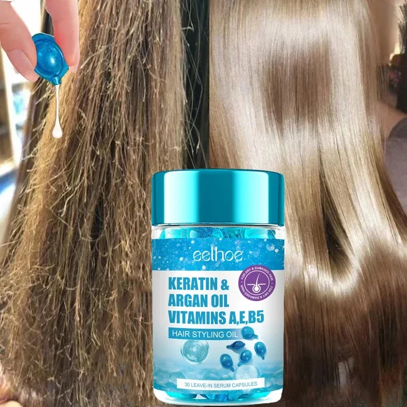 Cápsula mágica de vitamina para el cabello, aceite de queratina, restauración rápida del cabello, suave, brillante, hidratante profundo, productos para el cuidado del cabello del cuero cabelludo seco y rizado