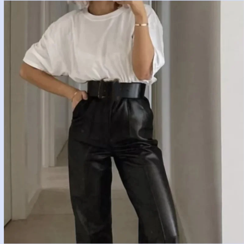 

25 year spring/summer classic basic style spliced cotton minimalist silhouette loose T-shirt
