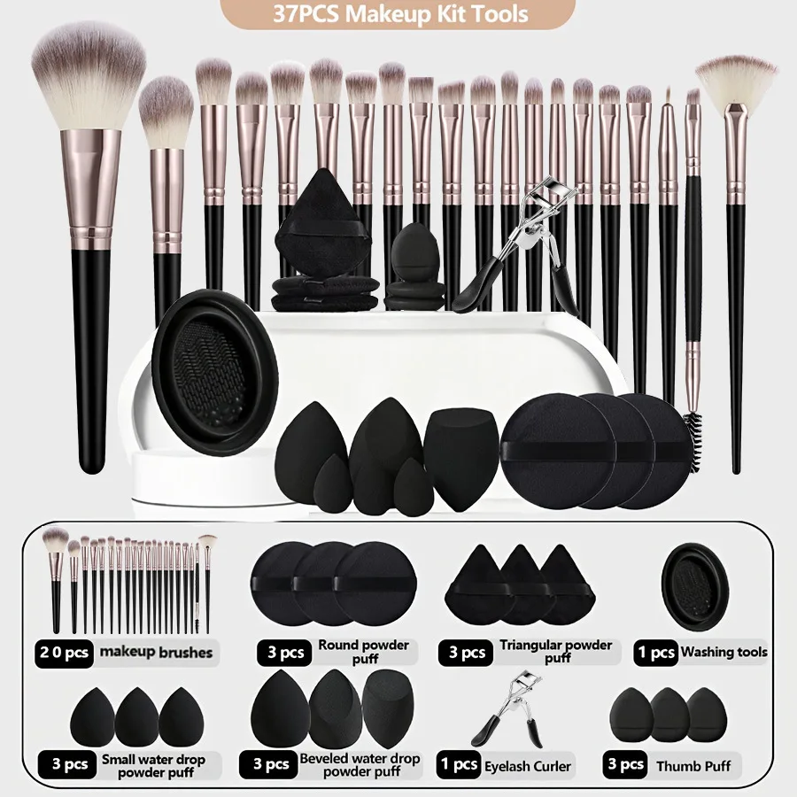 Set de Herramientas de Maquillaje, Esponja para Lavar el Rostro, Set Completo de Brochas de Limpieza, Esponja Triangular Profesional para Polvo, Herramienta Cosmética
