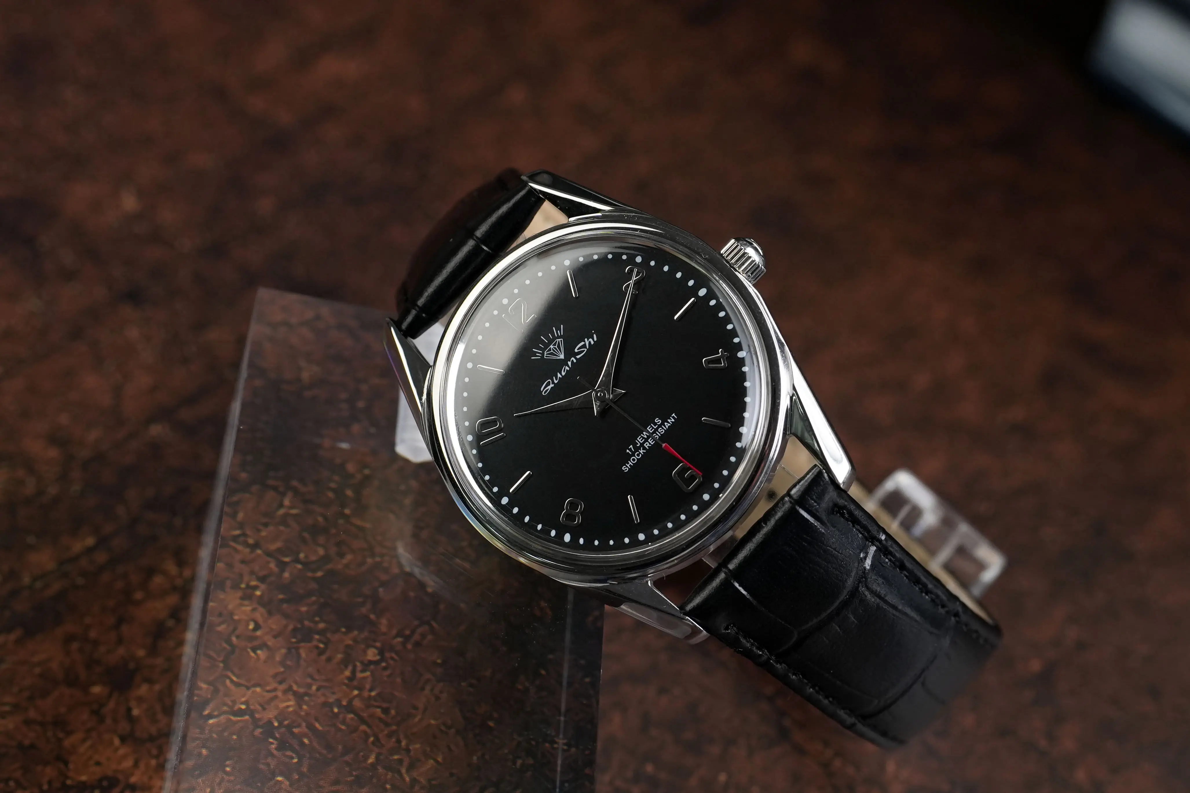 38MM Men's Shanghai Manual Mechanical Watch, Retro Hand-Wound, Solid Steel Strap, 17 Jewels