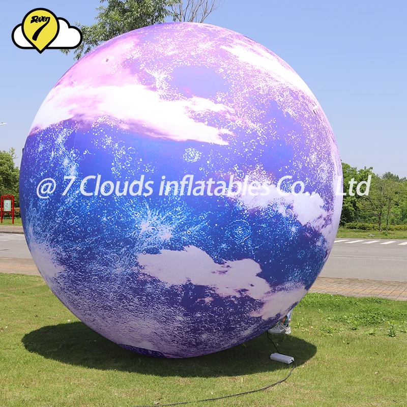 Hanging Giant Inflatable Moon Ball With LED Lights PVC Planet Balloon For Event Party Show Shopping Mall Decoration Advertising