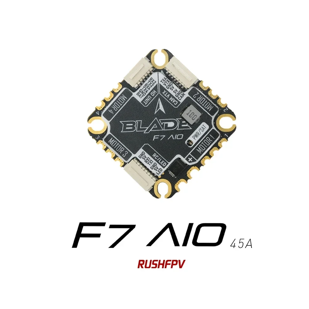 

RUSHFPV BLADE F7 45A AIO F722 Flight Controller Built-in BLHELI_32 45A 4in1 ESC 3-6S LiPo for FPV Freestyle Drone