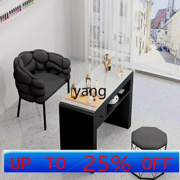 

LMMCream Wind Nail Art Table and Chair Set Economical Multifunctional Single and Double Nail Art Table