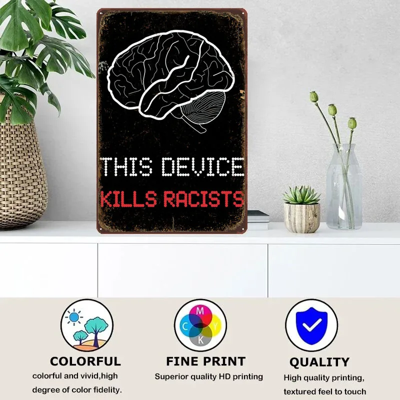 Anti Racism Poster Tinplate Sign Art Wall Decor Vintage Metal Signs for Wall Decoration Home Decoration Accessories Retro Room