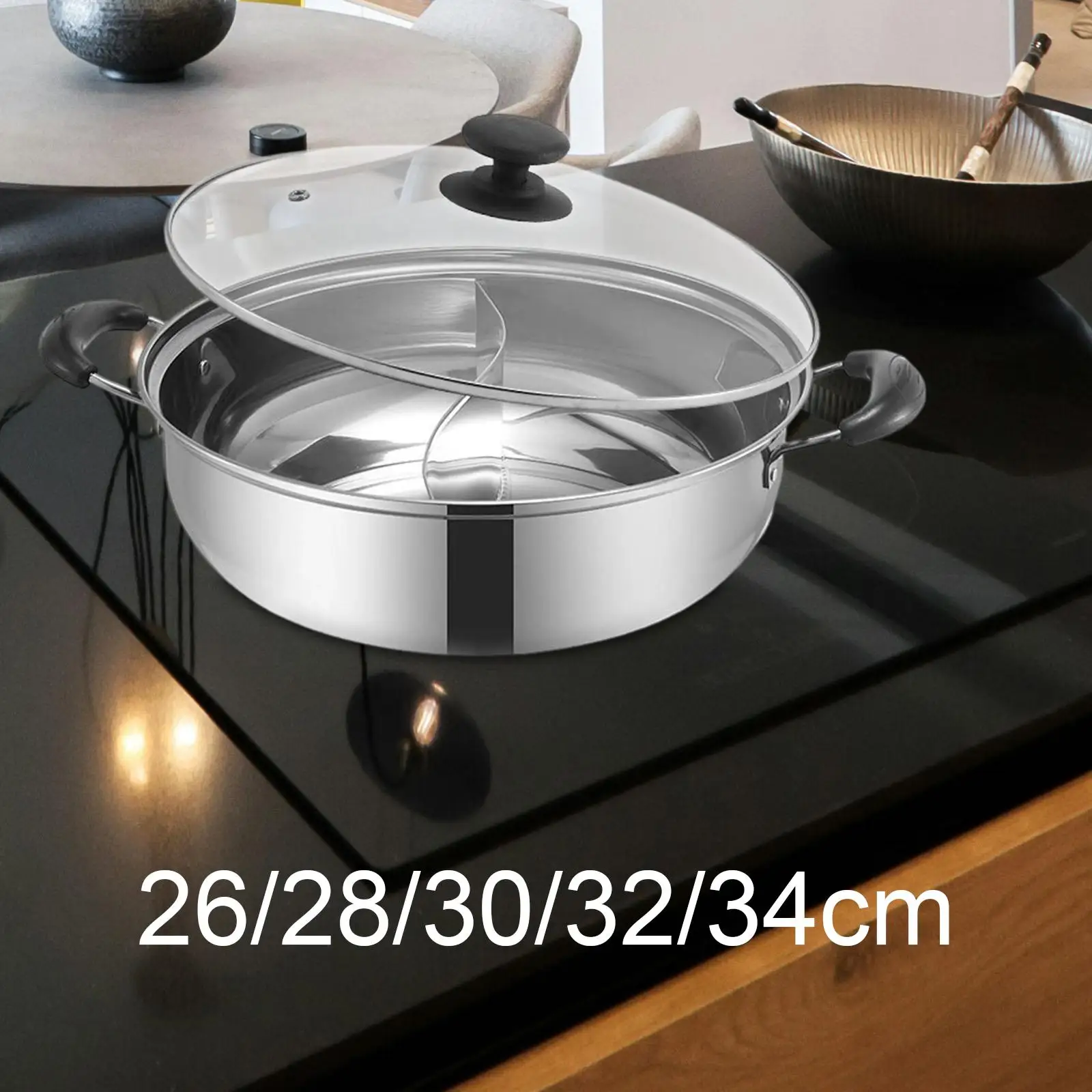 Double Sided Hot Pot Stainless Steel Soup Pot with Divider Heavy Duty Dual Handle for Gas Stove Double Sided Hot Pot Stainless Steel Soup Pot with Divider Heavy Duty Dual Handle for Gas Stove