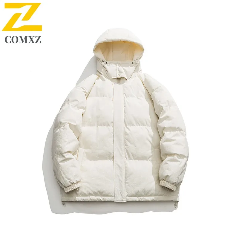 COMXZ 2025 Waterproof Down Cotton Jacket Men New Autumn Winter American Fashion Fleece Lined Thick Parka Warm Coat windbreaker