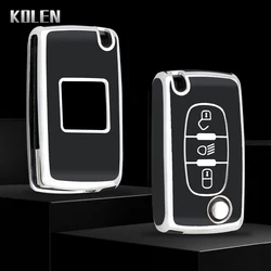 TPU Car Flip Key Case Cover Shell Fob For Peugeot 107 207 307 308 407 607 3008 5008 For Citroen Xsara Picasso C2 C3 C4 C5 C6 C8