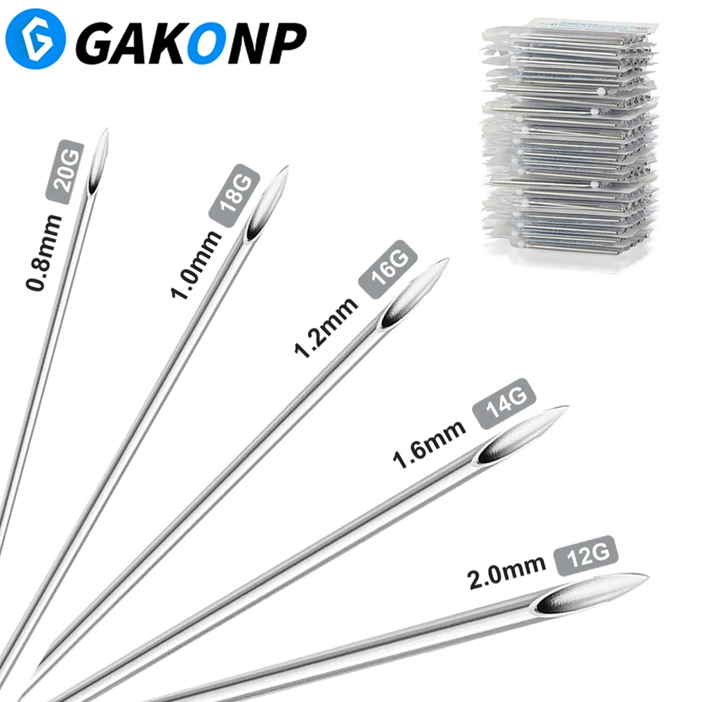 10/30/50/100PCS Tattoo Piercing Needles 12/14/16/18/20G Disposable Body  Piercing Tools for Ear Lip Nose Piercing