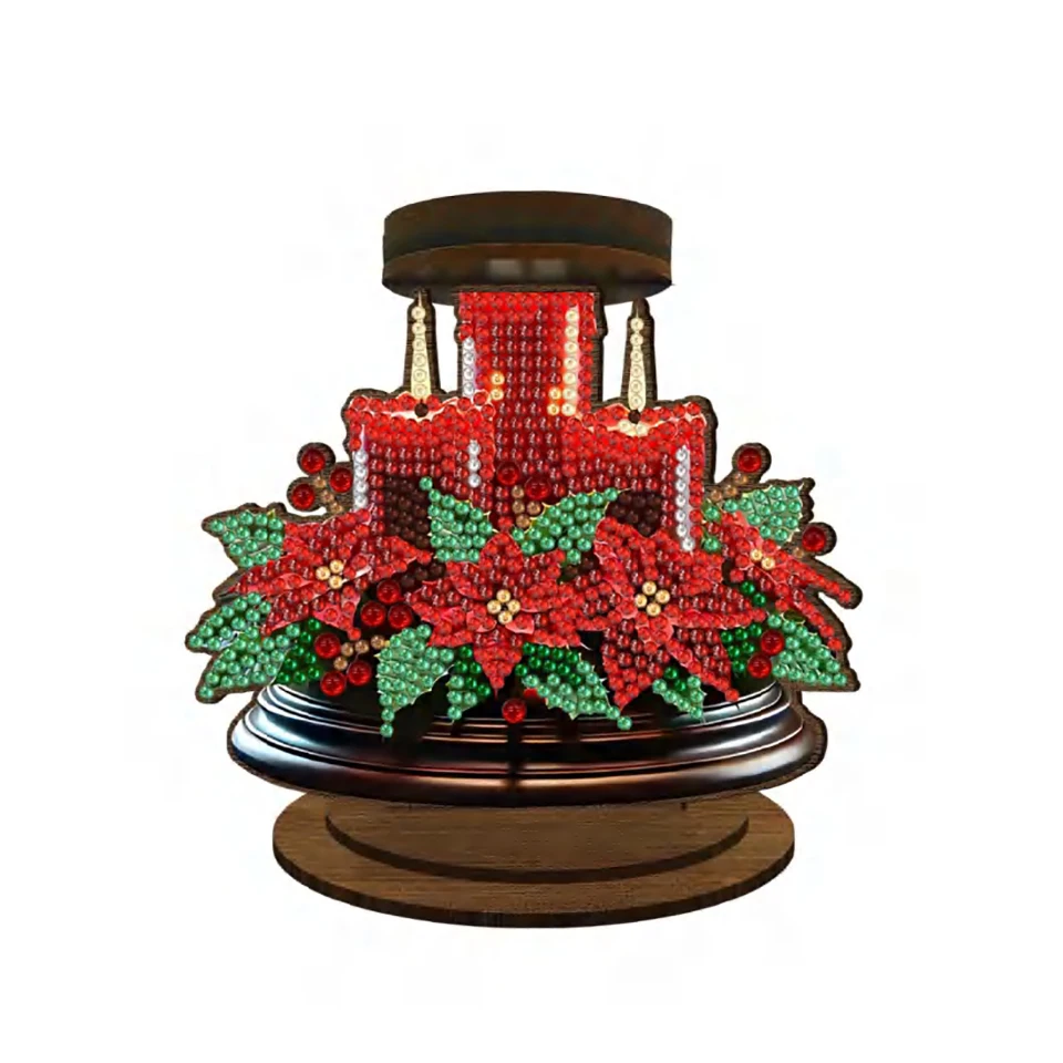 

Новинка 2025 года, красные цветы, мозаика, стразы, рисунок, подсвечник, декор, 5D DIY, алмазная живопись, подсвечник для начинающих