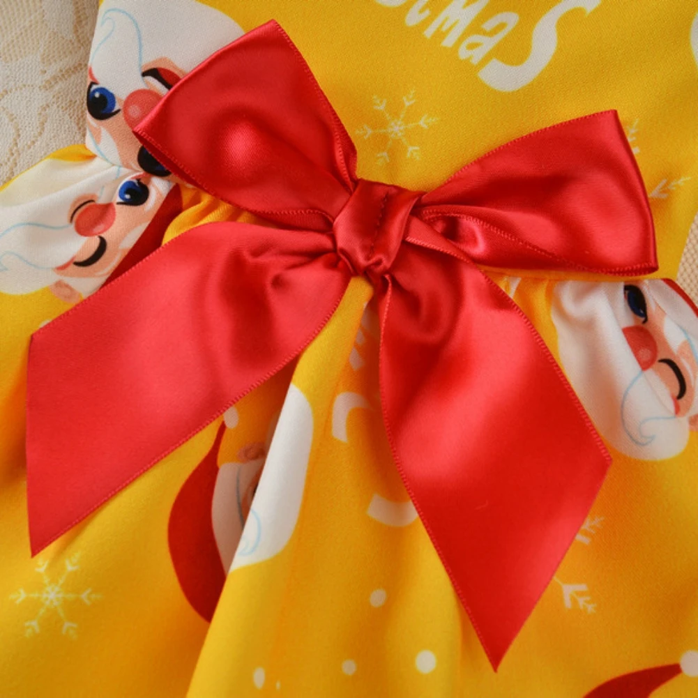 Merry Christmas Dog Dress Polyster for Small Dogs Girl Puppy Dresses Red Dog Clothes Santa Claus Snowman Gingerbread Man Printed