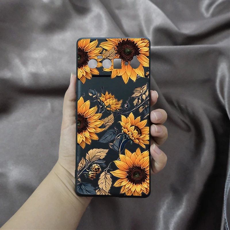 Fashion Sunflowers Pattern Phone Case For Google Pixel 8 Pro 9 Pro XL 8A 7 6A 5G Cute Purple Flower Clear Soft TPU Cover Fundas