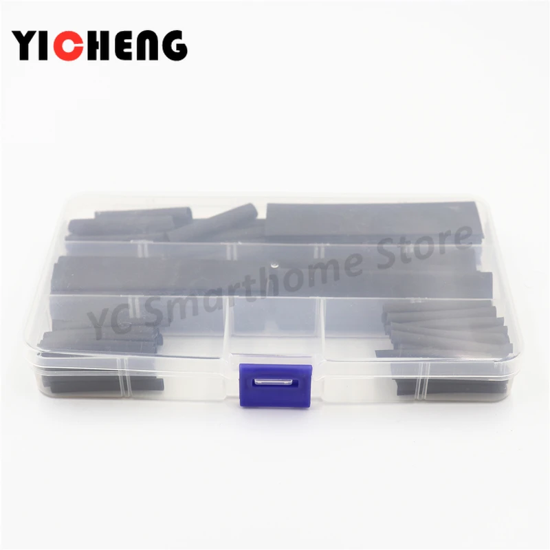 Boxed 127PCS schwarz umwelt freundliche flammschutzmittel schrumpfschlauch set 2:1 tasche schrumpfschlauch kombination
