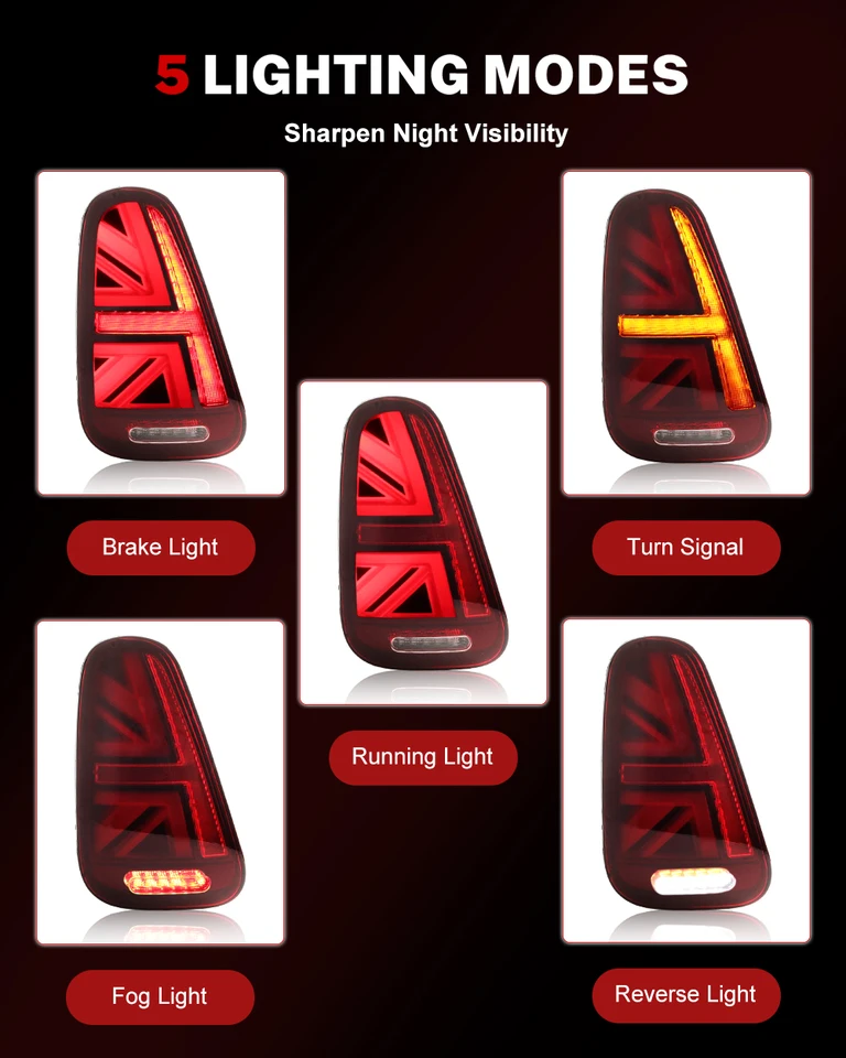 iJDM Car Union Jack Rear Tail Lamps Assembly For Mini Cooper R50