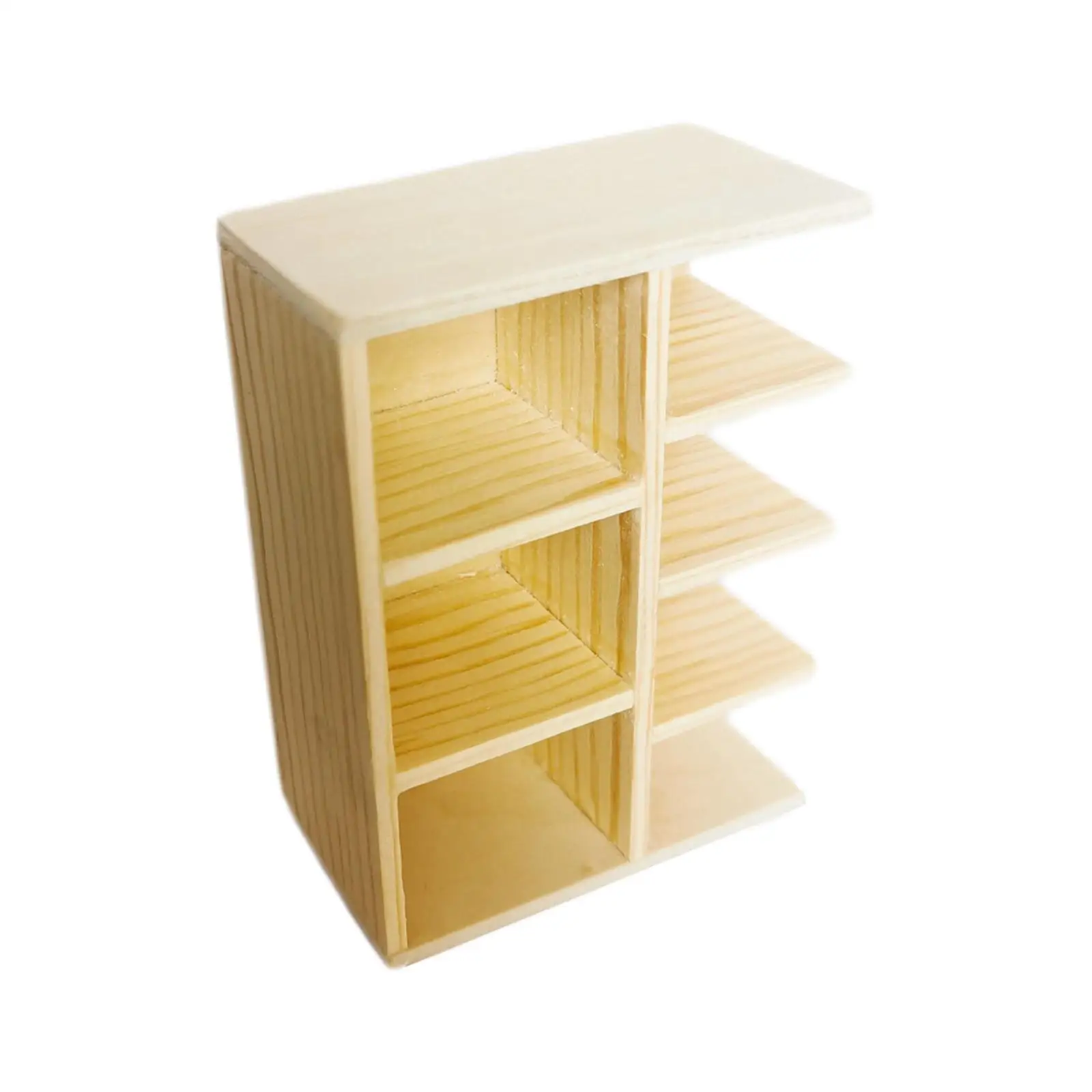 Estantería de madera para casa de muñecas, mueble para sala de estar, Mini estantería de almacenamiento, 1:12