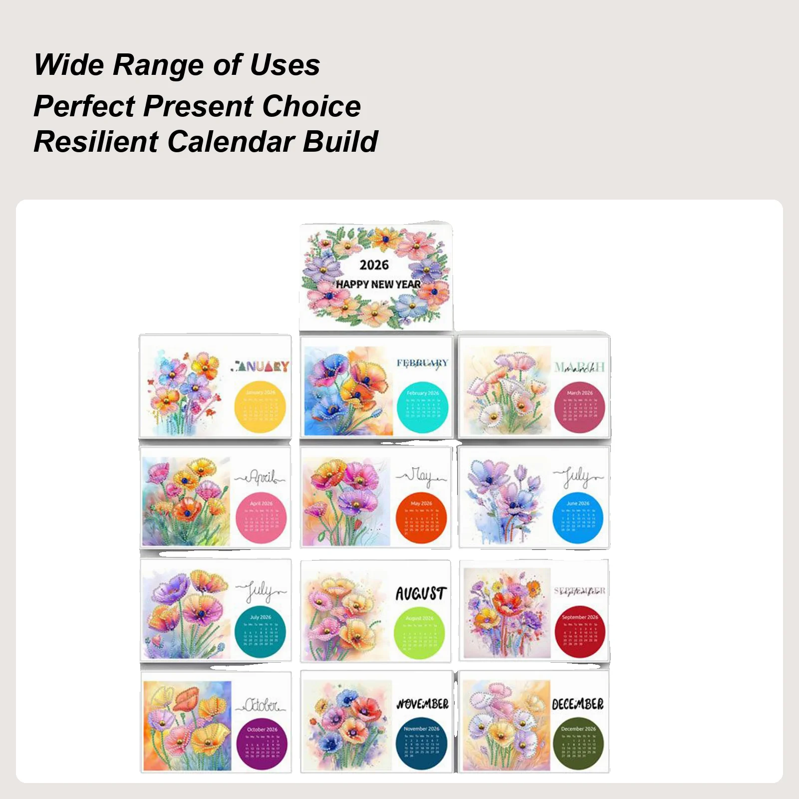 

Rhinestone Art Calendar 2026 12-Month Planning Tool Desktop Calendar For Adults Teens Craft Lovers Beginners Artists Teachers