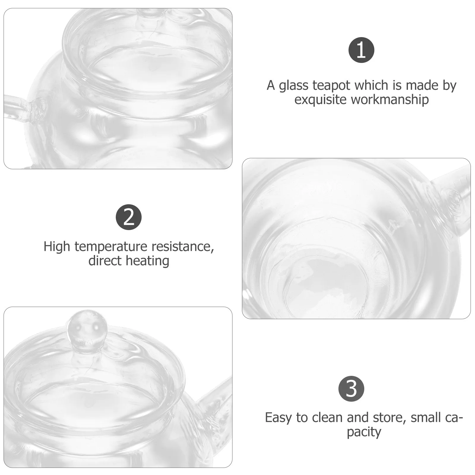 

Elegant Clear Glass Teapot High Heat Resistant Tea Kettle Small Capacity Transparent Loose Leaf Brewing Pitcher Decor