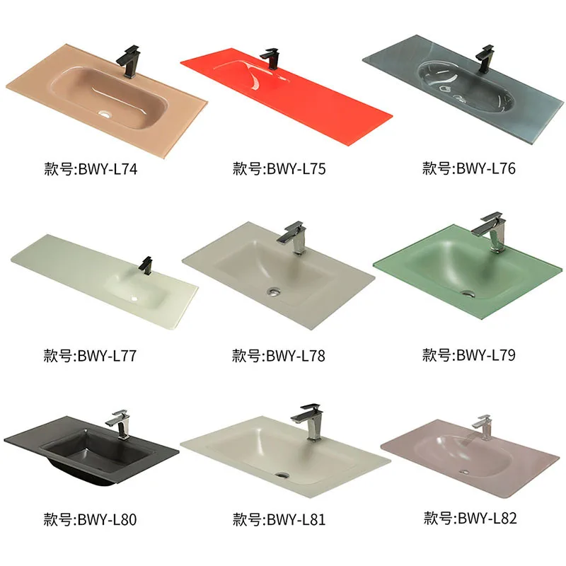 Tempered glass integrated washbasin, thin-edge washbasin, washbasin, outdoor integrated basin
