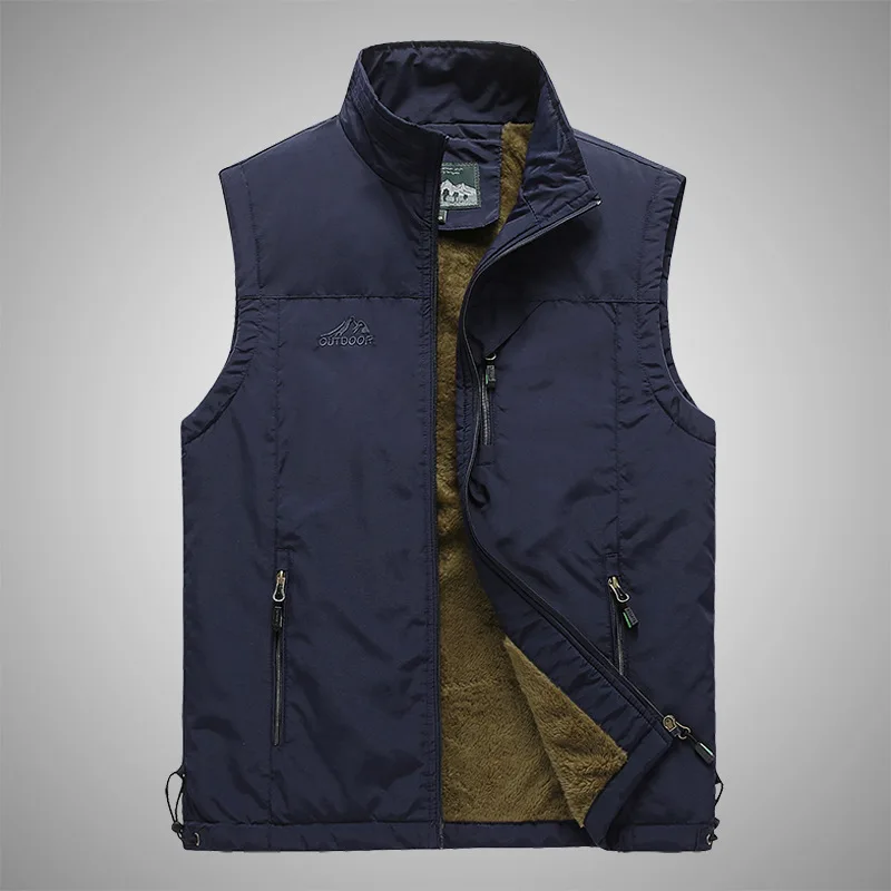 Plus Size M-6XL New Arrival Winter Fleece Fishing Vest for Men Outdoor Photography Hiking Sleevelsss Jacket Man Waistcoat VT-321