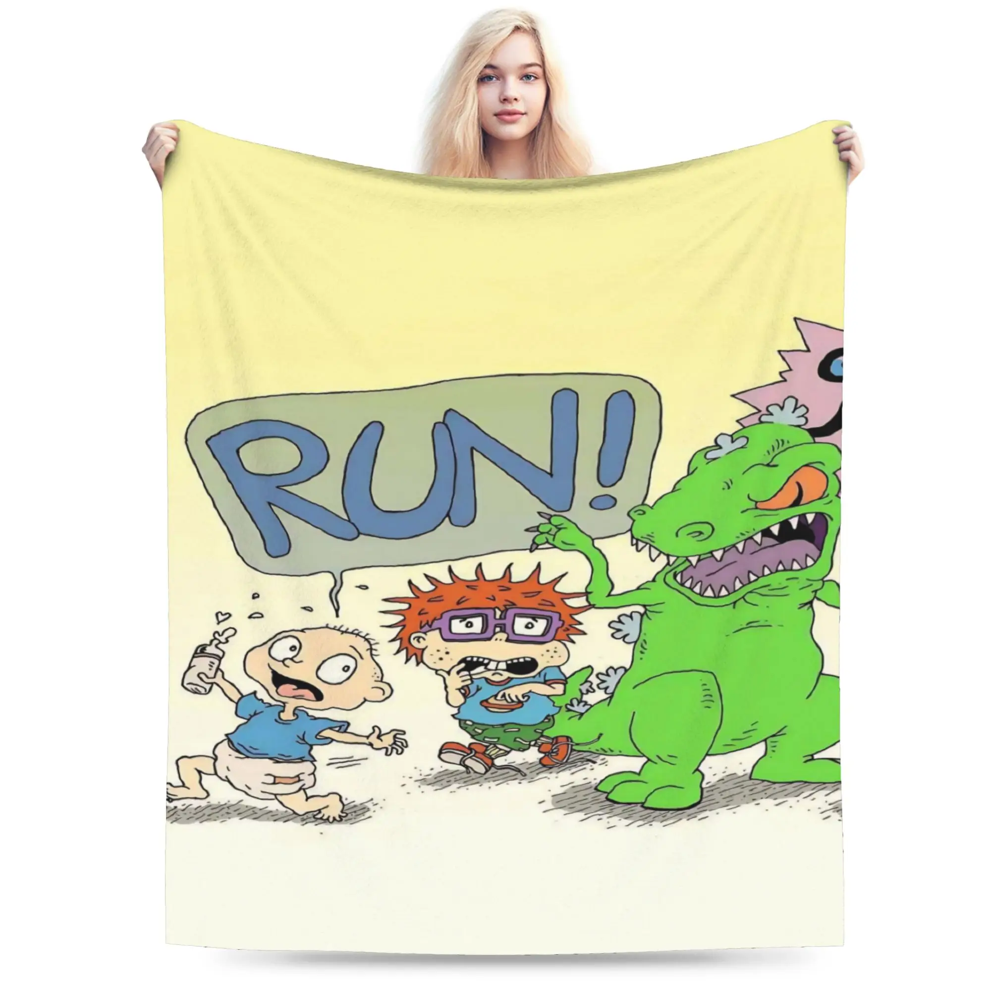 Cartoon R-Rugrats Blanket Multiple Sizes Warm Cozy Fluffy  Throw Blankets for Sofa Couch and Bed