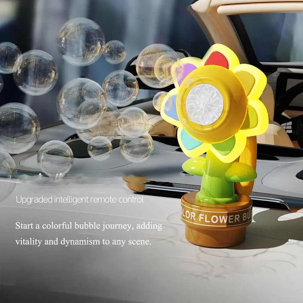

Seven Color Sunflower Bubble Machine with Music with Colorful Lighting Control Shaking Head Bubble Machine Remote Control