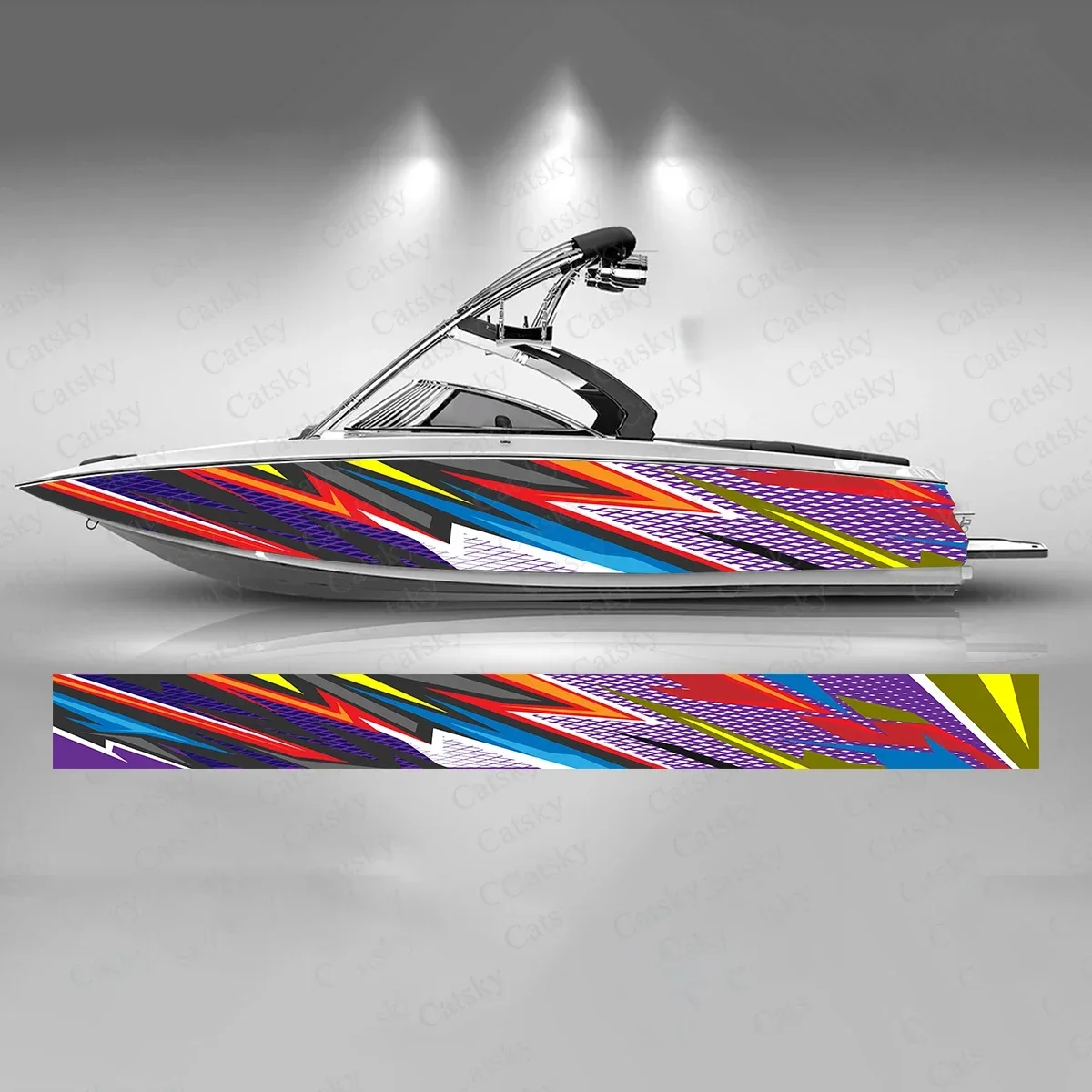 

Colorful Geometry Stripes Boat Sticker Fashion Custom Fish Boat-Sticker Vinyl Waterproof Boat Wrap Graphic Boat Wrap Decal